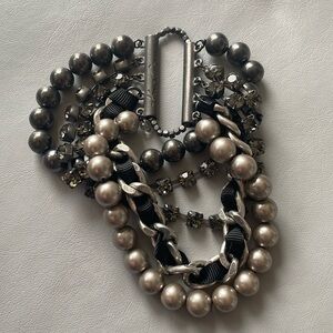 Kenneth Cole New York Gun Black Faux Pearl Crystal Multi Layered Bracelet NWOT